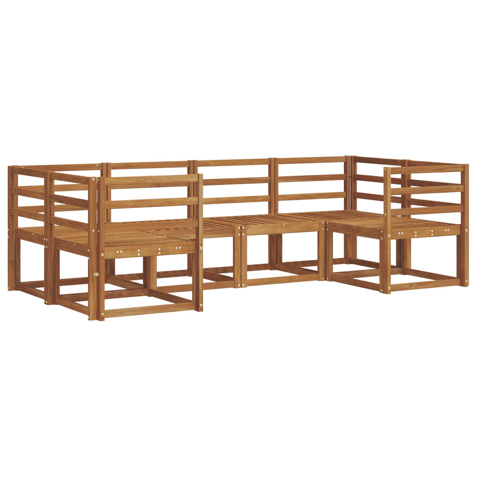 Buiten bankenset 6 pcs Naturel Massief Acaciahout image 2