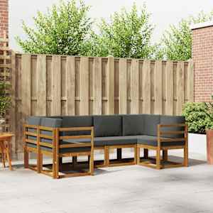 Zunanja garnitura za sedenje 6 pcs Naravna in antracitna