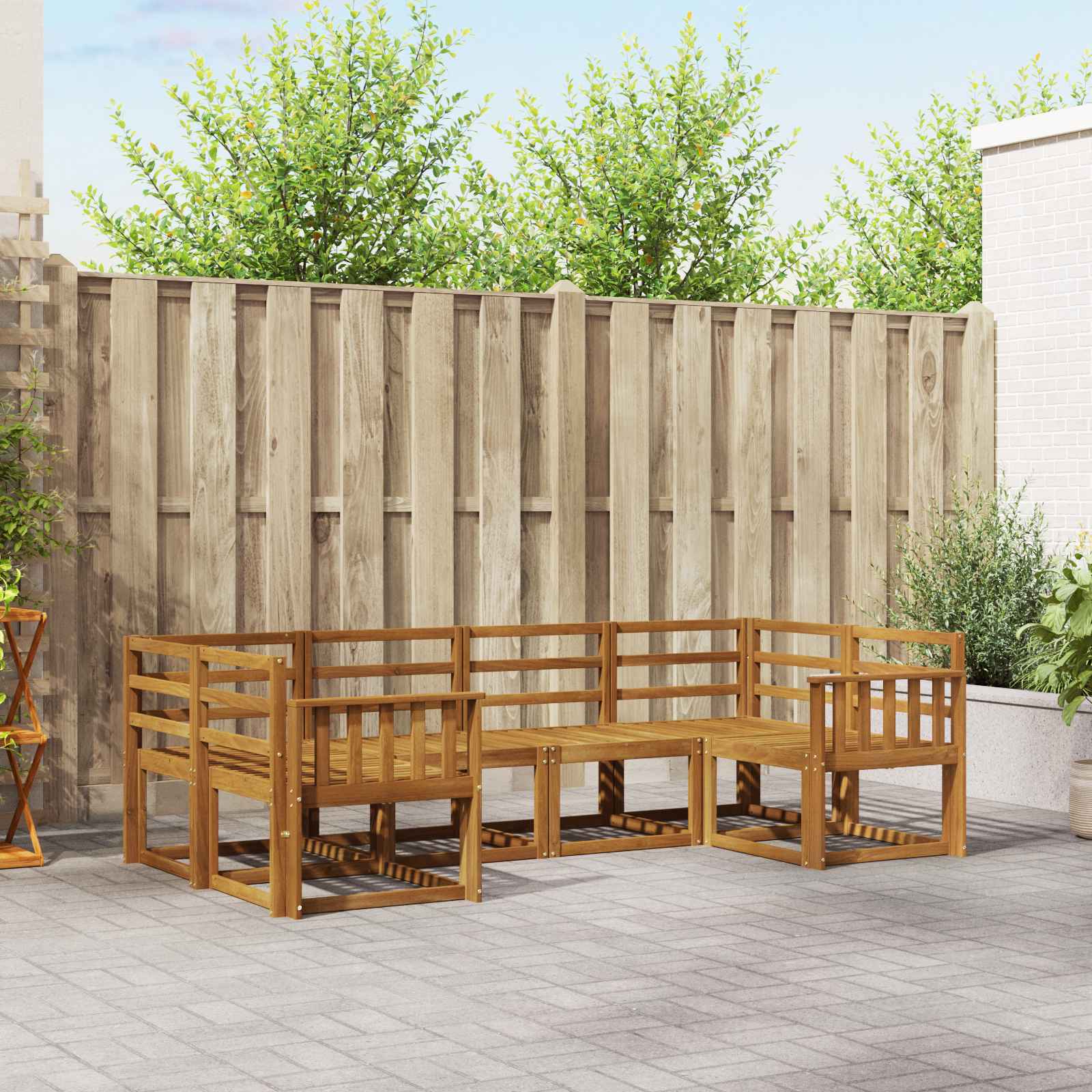 Buiten bankenset 6 pcs Naturel Massief Acaciahout image 1