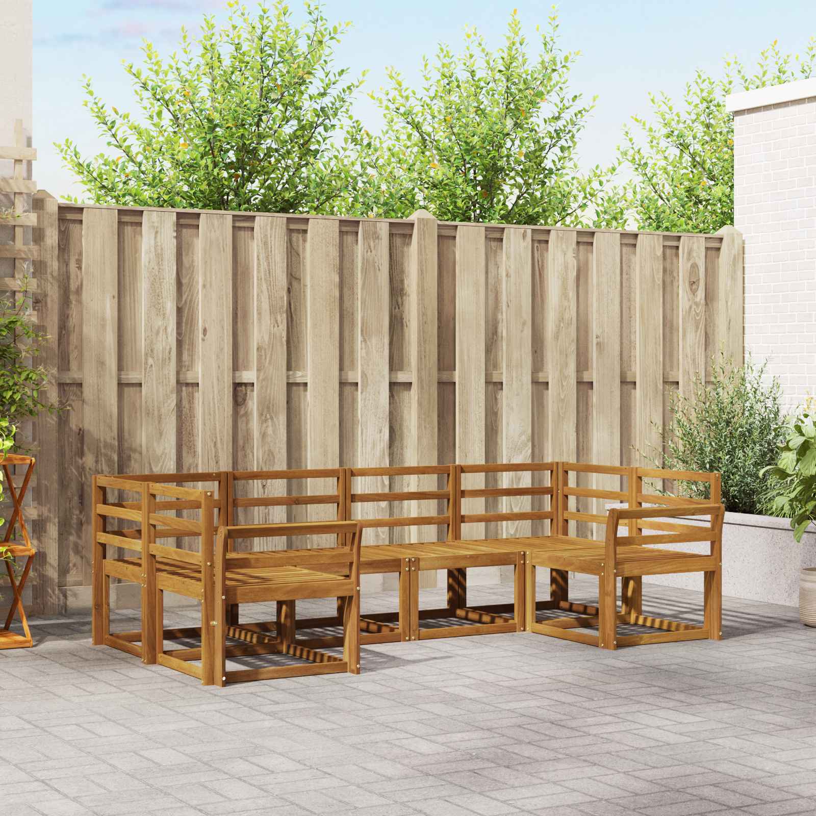 Buiten bankenset 6 pcs Naturel Massief Acaciahout image 1