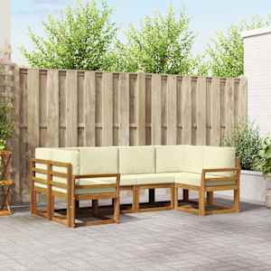 Zunanja garnitura za sedenje z blazino 6 pcs Naravna in smetana