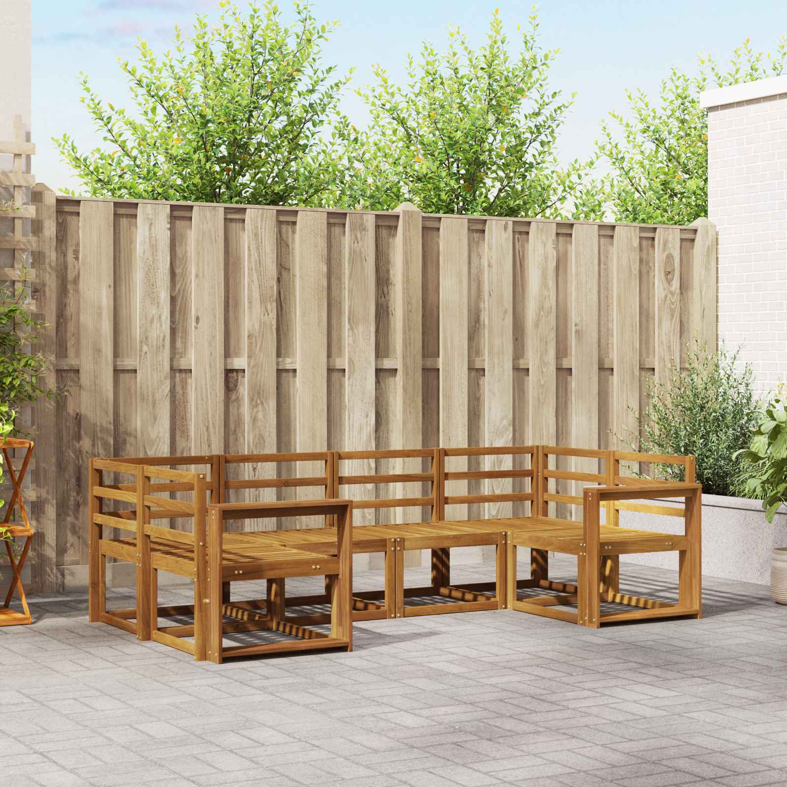 Buiten bankenset 6 pcs Naturel Massief Acaciahout image 1