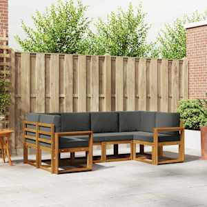 Zunanja garnitura za sedenje 6 pcs Naravna in antracitna