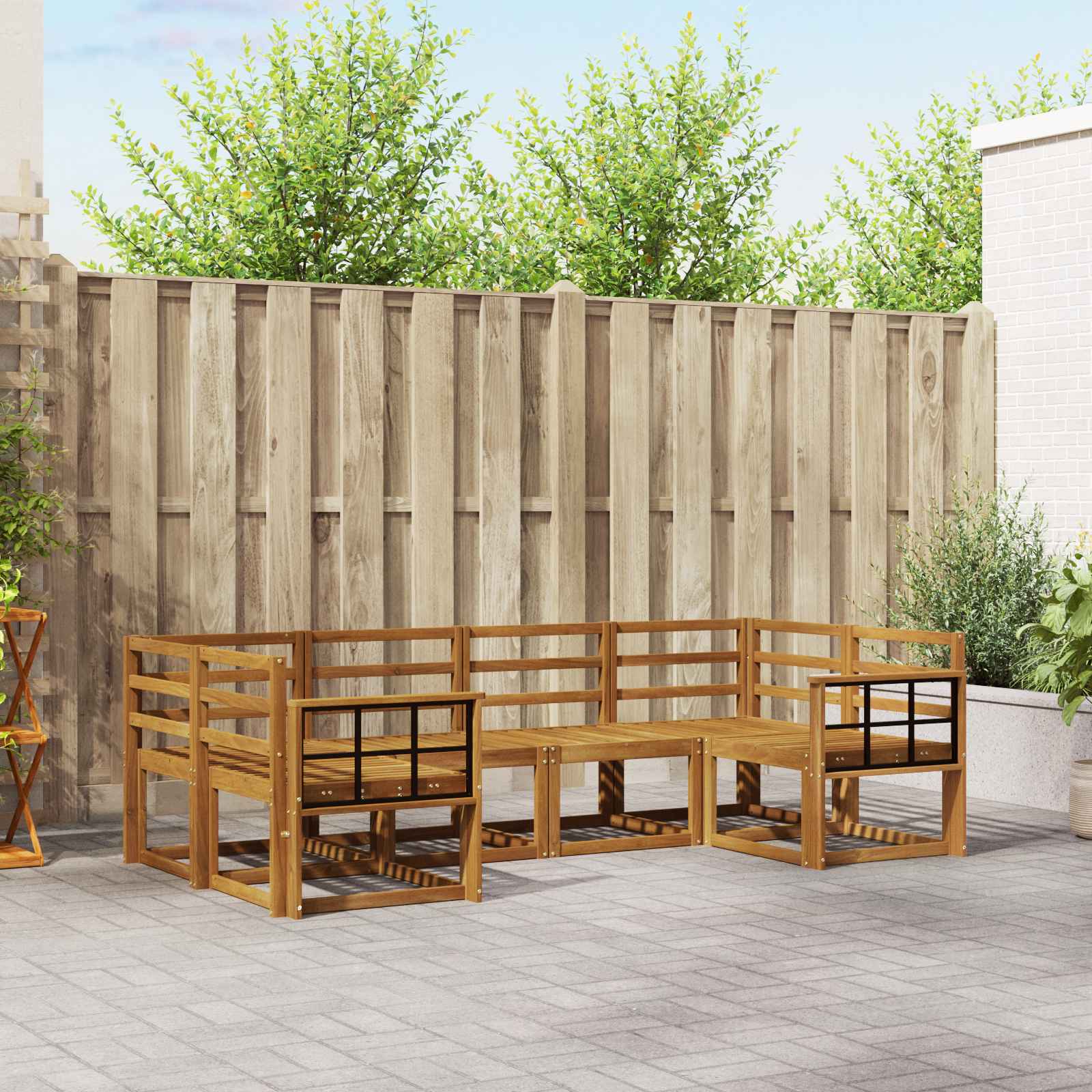 Zunanja garnitura za sedenje 6 pcs Naravna Masiven les akacije