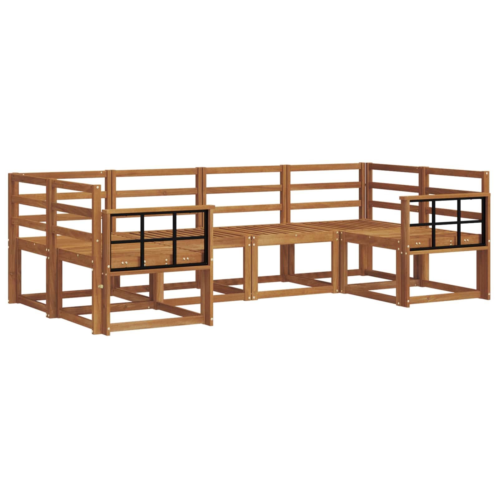 Zunanja garnitura za sedenje 6 pcs Naravna Masiven les akacije - slika 2