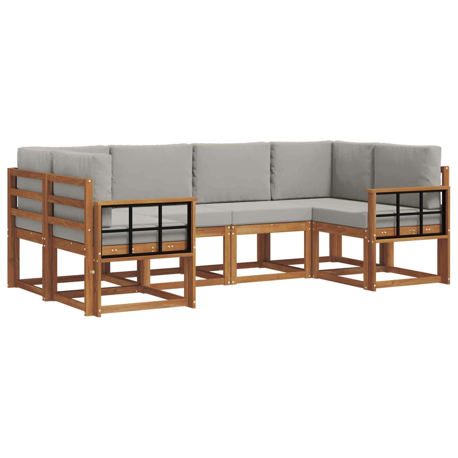 Zunanja garnitura za sedenje 6 pcs Naravna in svetlo siva - slika 2