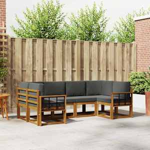 Zunanja garnitura za sedenje 6 pcs Naravna in antracitna