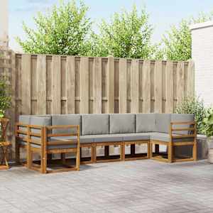 Zunanja garnitura za sedenje 7 pcs Naravna in svetlo siva