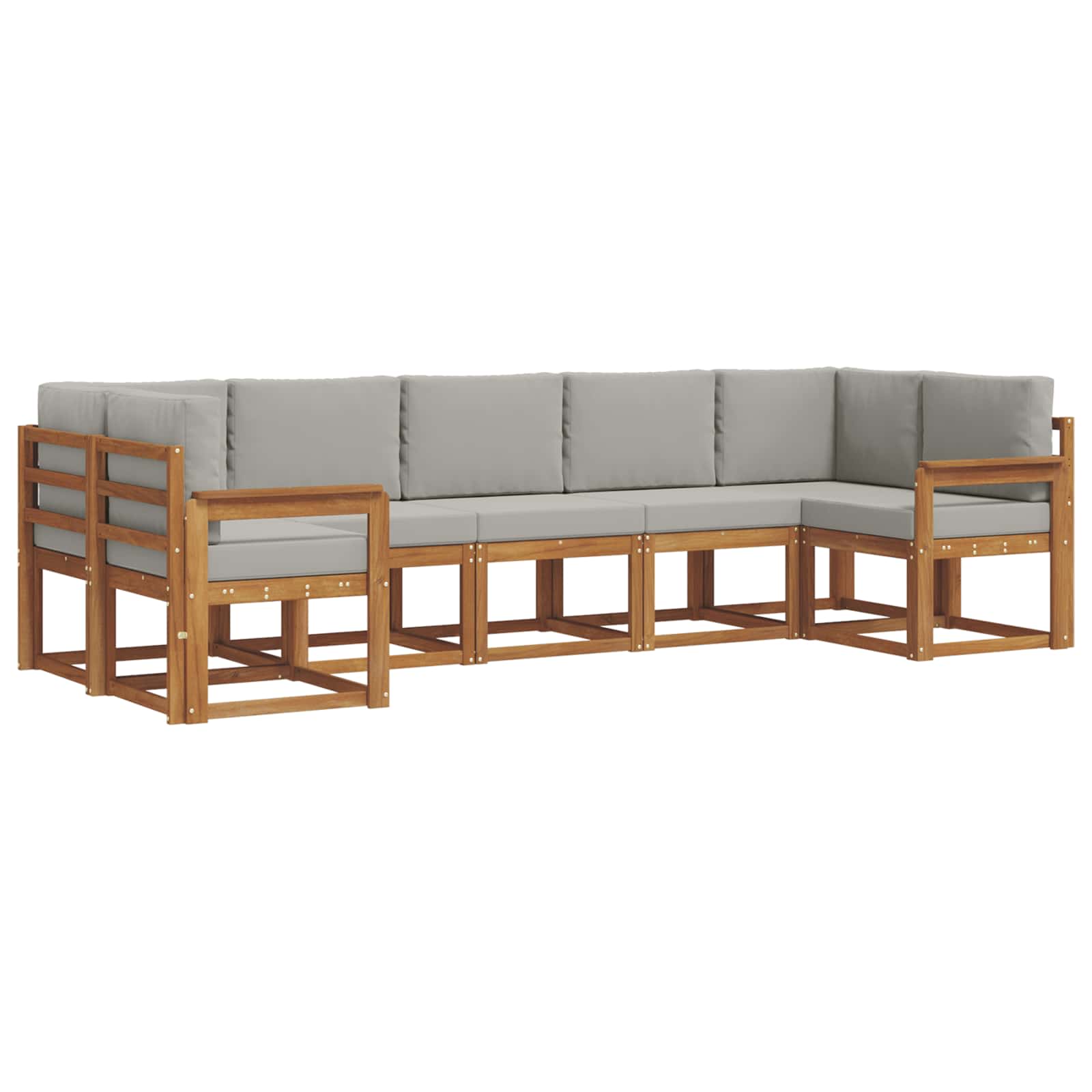 Thumbnail - vidaXL Outdoor-Sofagarnitur mit Kissen 7 pcs Natürlich und Hellgrau