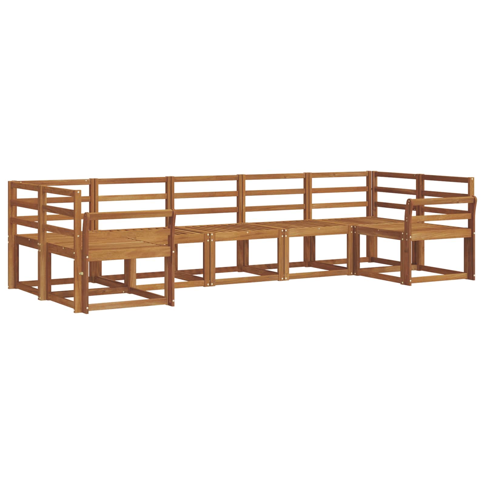 Zunanja garnitura za sedenje 7 pcs Naravna Masiven les akacije - slika 2