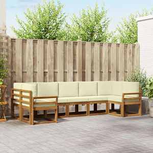 Zunanja garnitura za sedenje z blazino 7 pcs Naravna in smetana