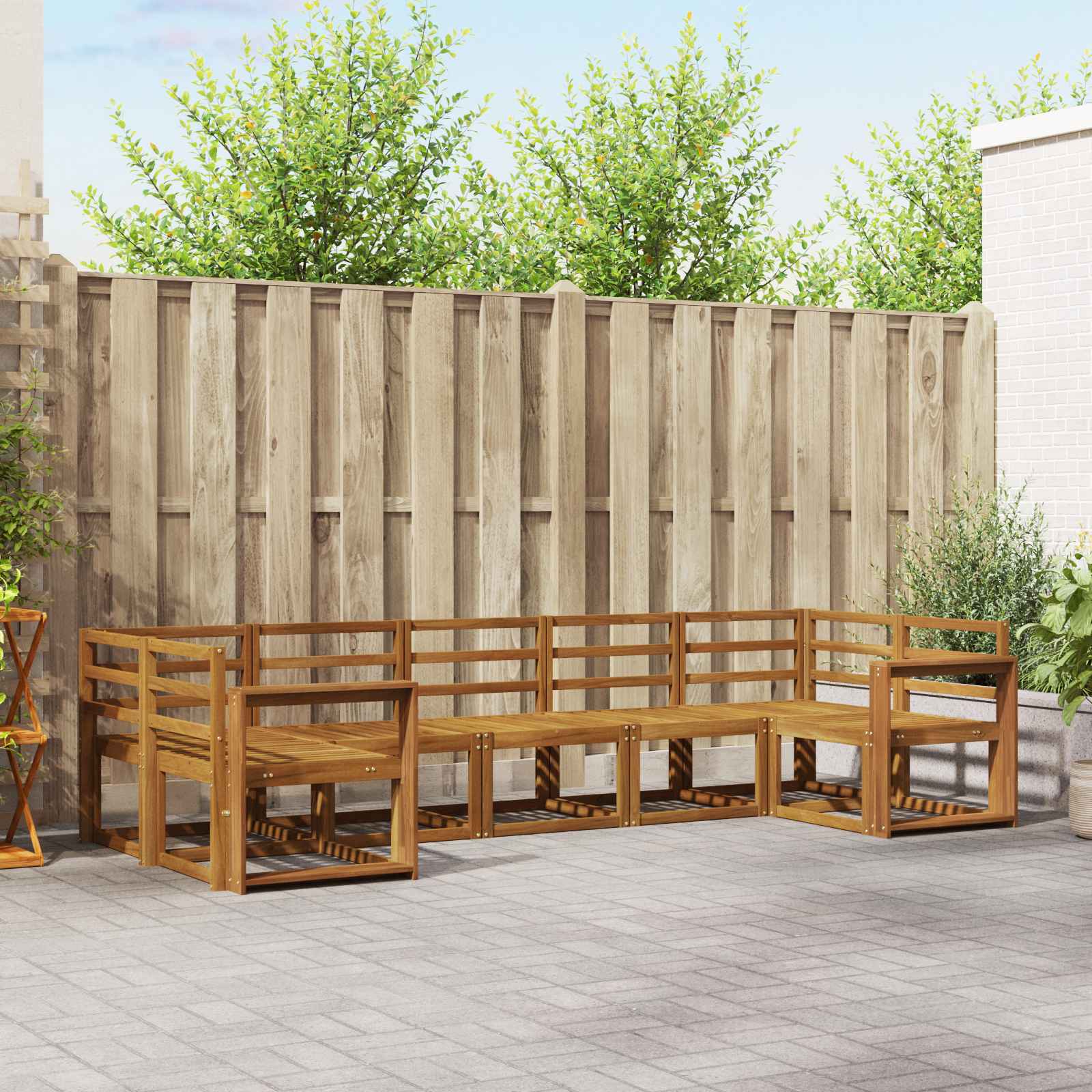 Buiten bankenset 7 pcs Naturel Massief Acaciahout image 1