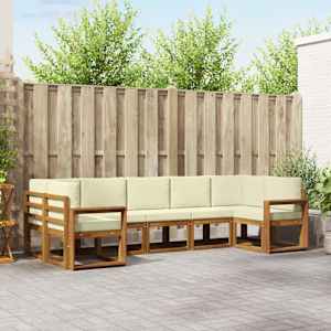 Zunanja garnitura za sedenje z blazino 7 pcs Naravna in smetana