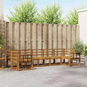 Zunanja garnitura za sedenje 7 pcs Naravna Masiven les akacije