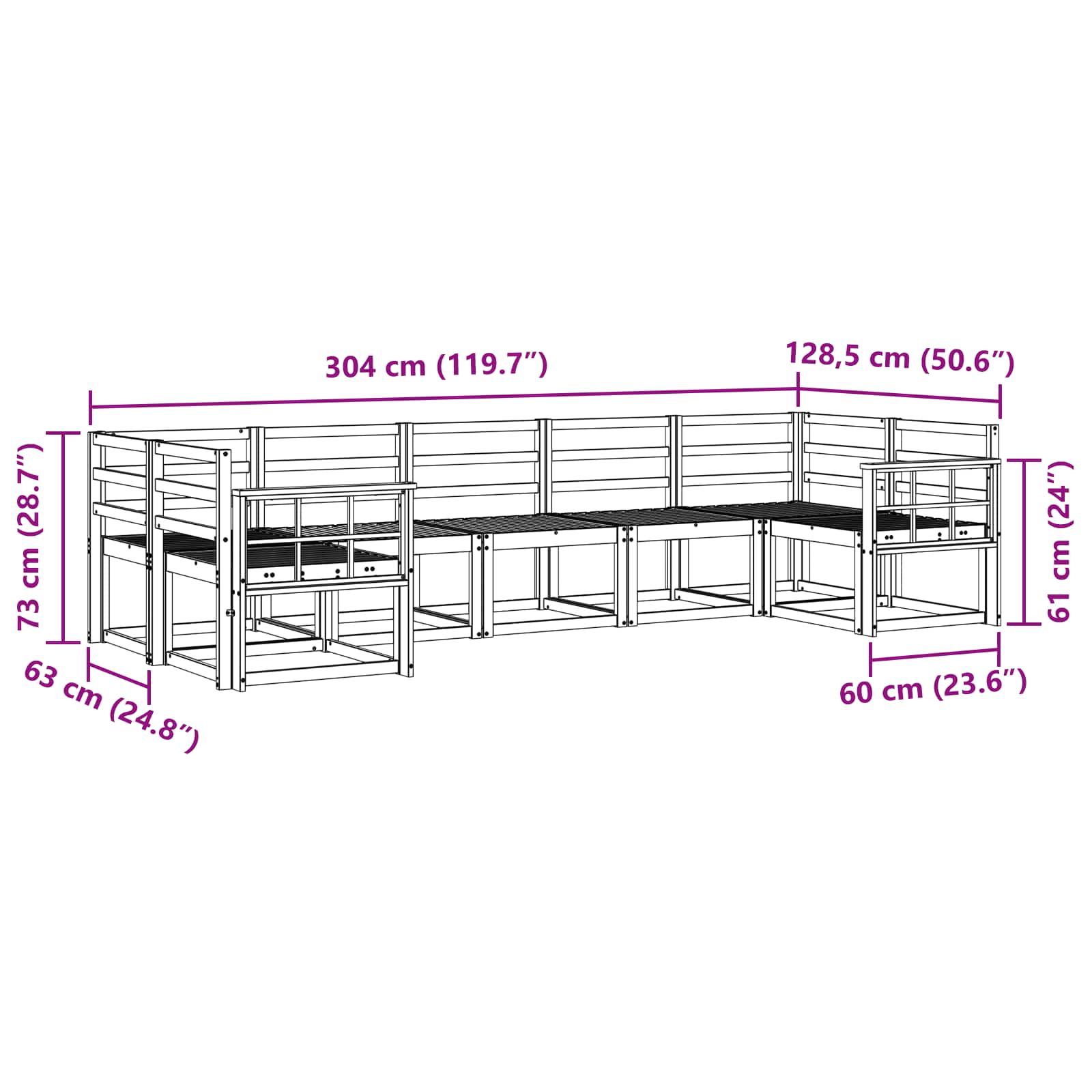 Buiten bankenset 7 pcs Naturel Massief Acaciahout image 7