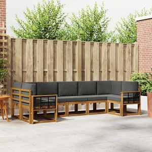 Zunanja garnitura za sedenje 7 pcs Naravna in antracitna