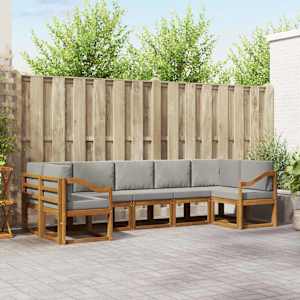 Zunanja garnitura za sedenje 7 pcs Naravna in svetlo siva