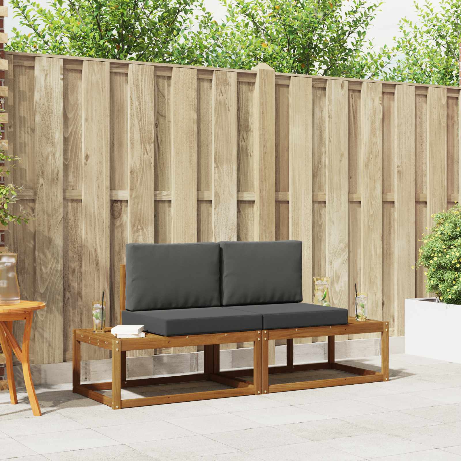 vidaXL Outdoor-Sofagarnitur mit Kissen 2 pcs Natur