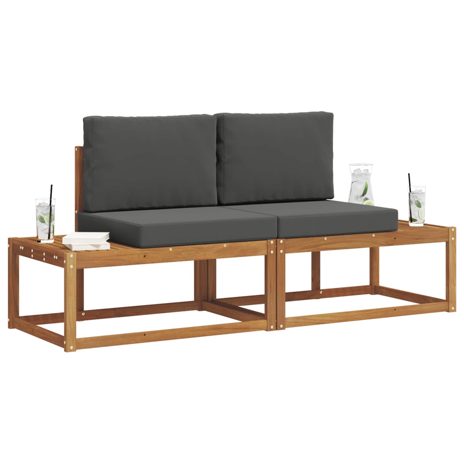 Thumbnail - vidaXL Outdoor-Sofagarnitur mit Kissen 2 pcs Natur