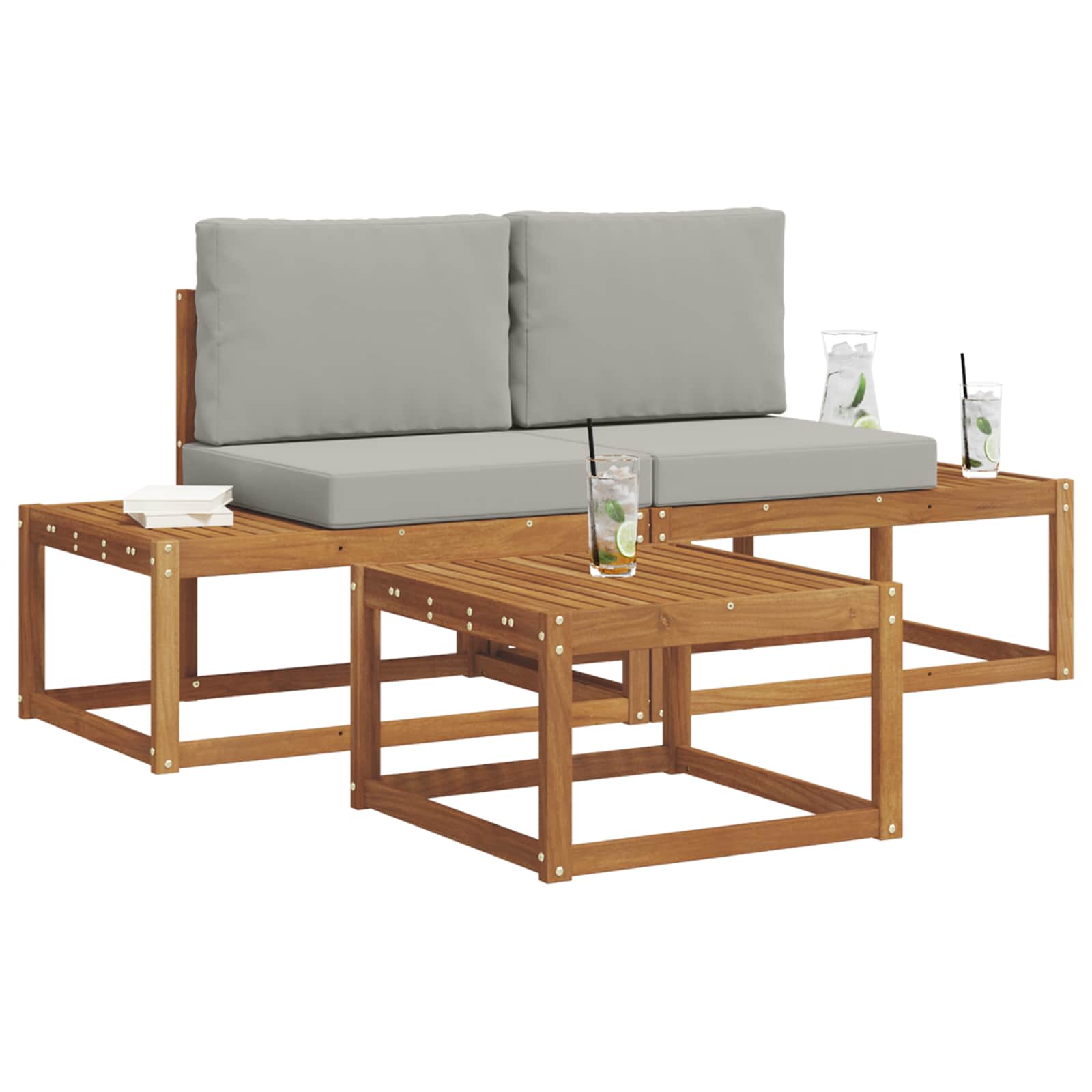 Thumbnail - vidaXL Outdoor-Sofagarnitur mit Kissen 3 pcs Natur