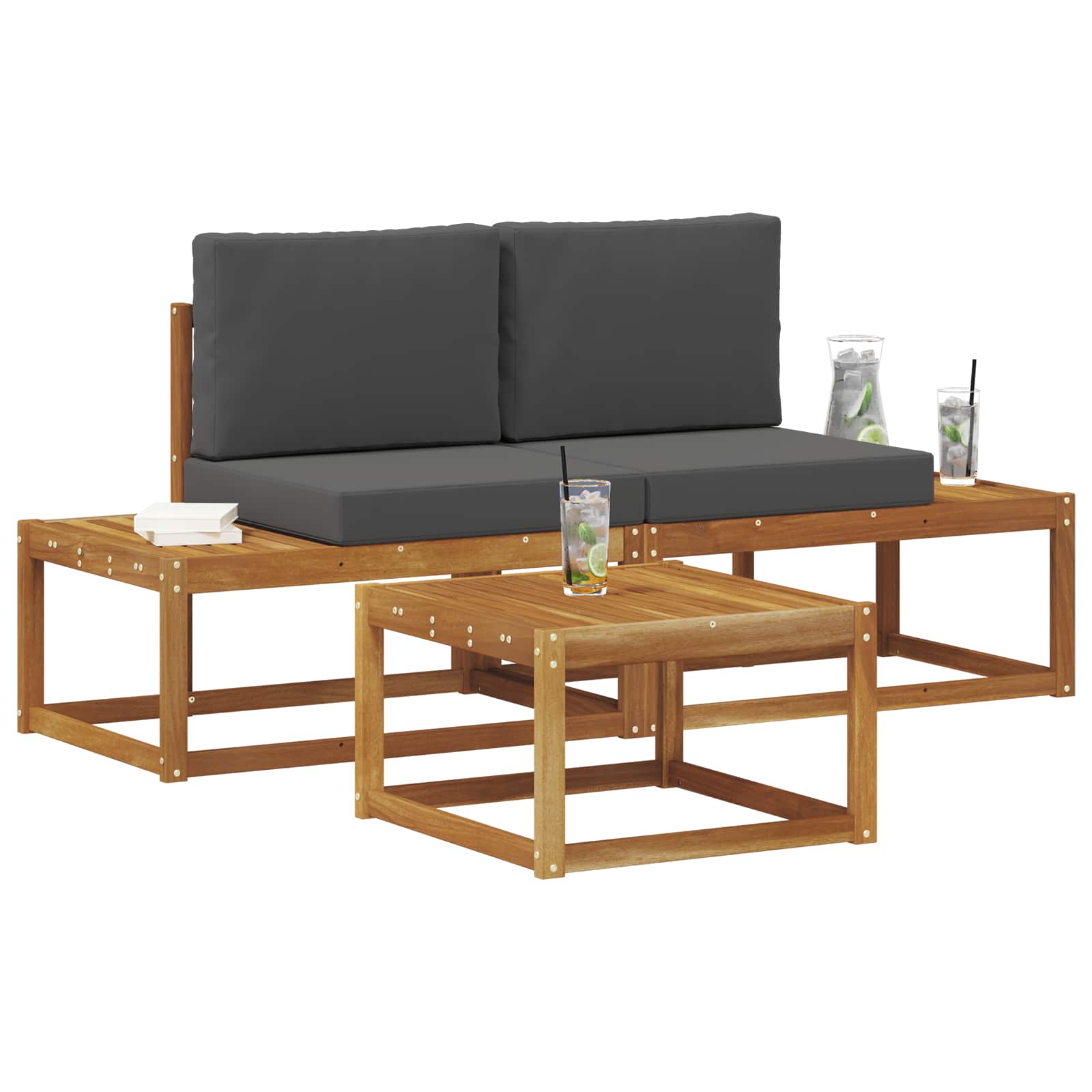 Thumbnail - vidaXL Outdoor-Sofagarnitur mit Kissen 3 pcs Natur