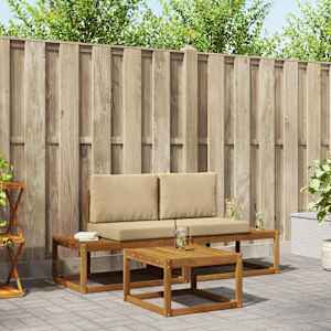 Zunanja garnitura za sedenje z blazino 3 pcs Naravna