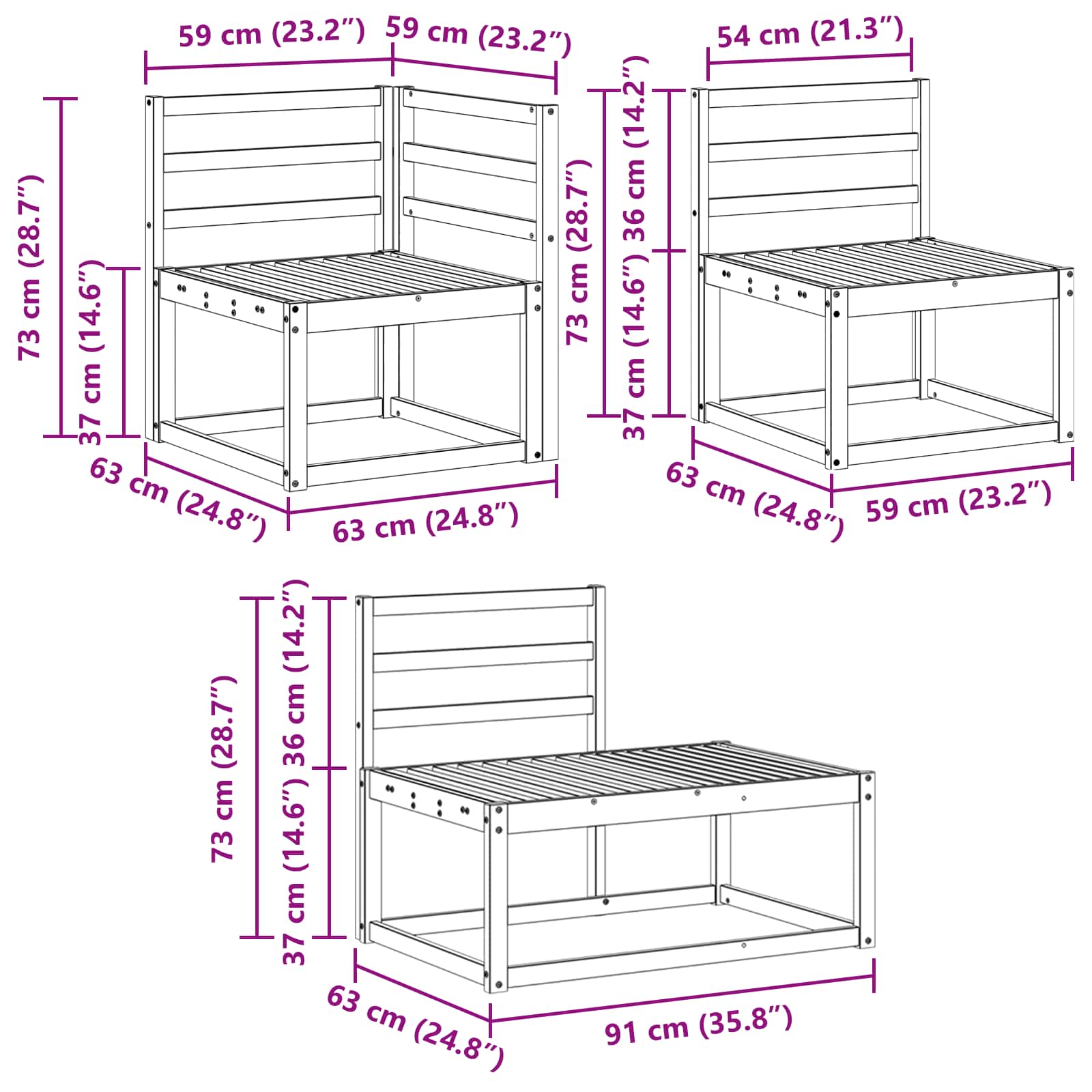 Zunanja garnitura za sedenje 4 Kos Naravna Masiven les akacije - slika 11