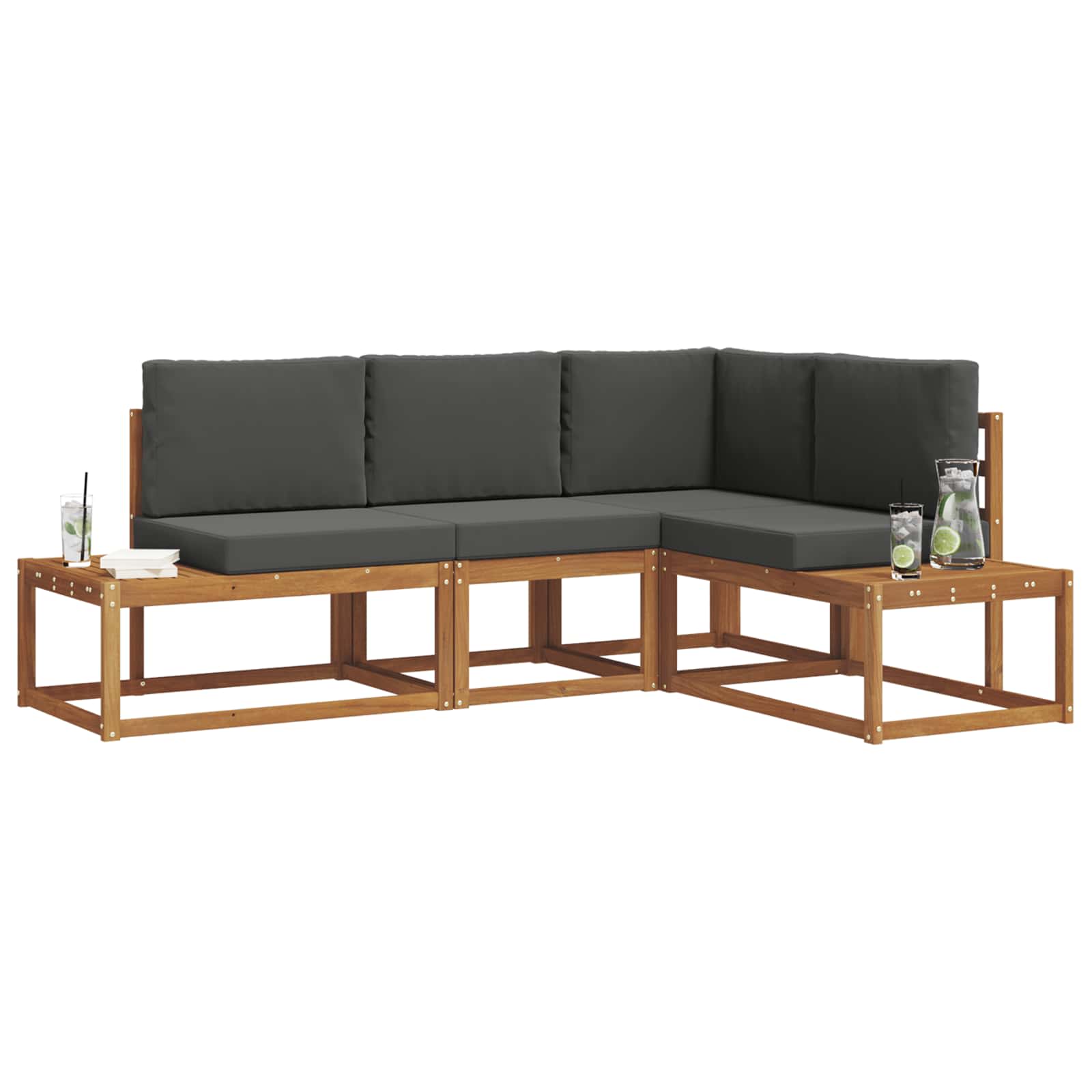 Thumbnail - vidaXL Outdoor-Sofagarnitur mit Kissen 4 Stück Natur und Anthrazit