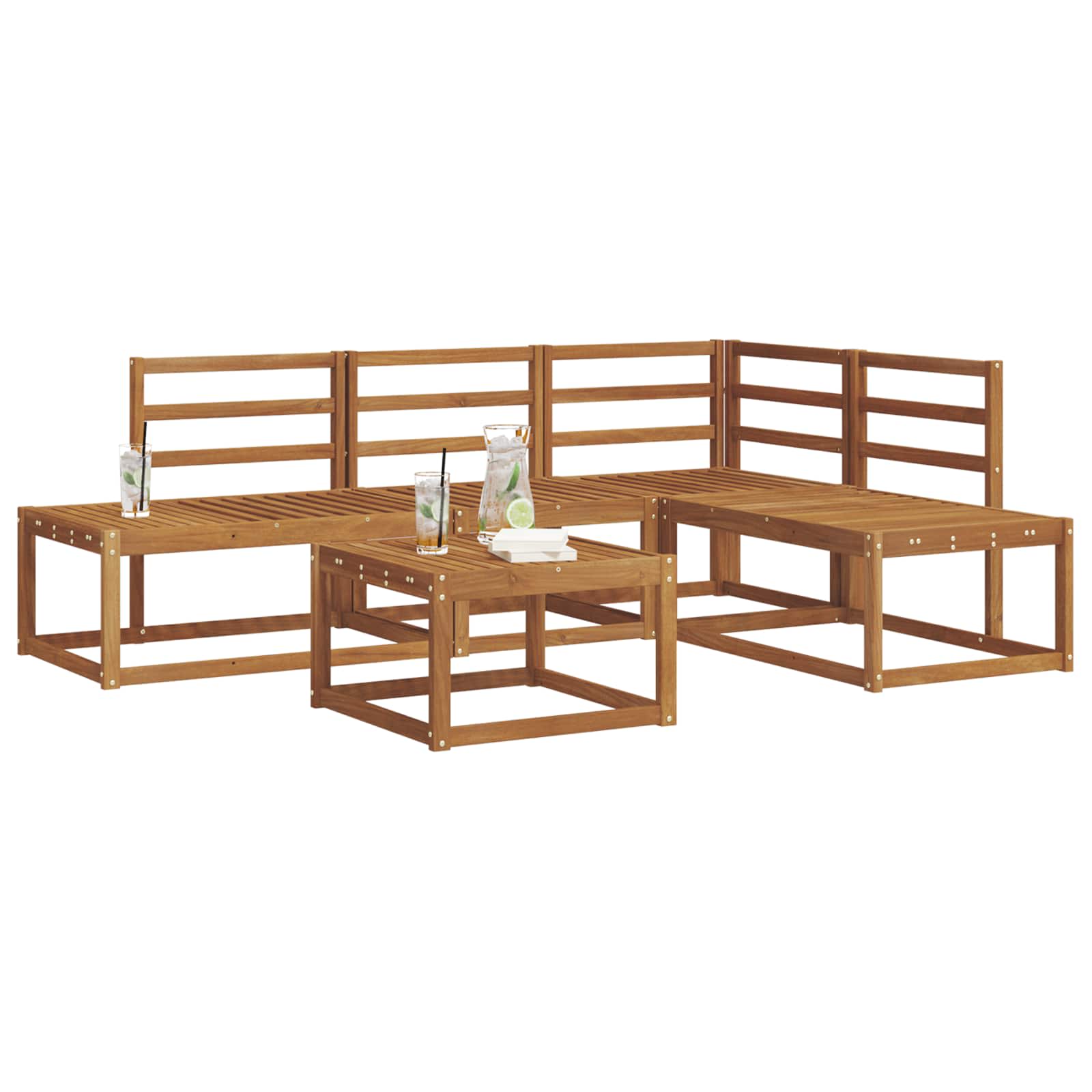 Bankstel 5 Stuk Naturel Massief Acaciahout image 3