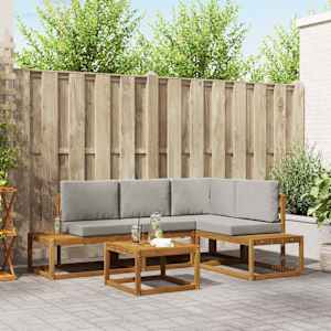 Zunanja garnitura za sedenje 5 Kos Naravna in svetlo siva