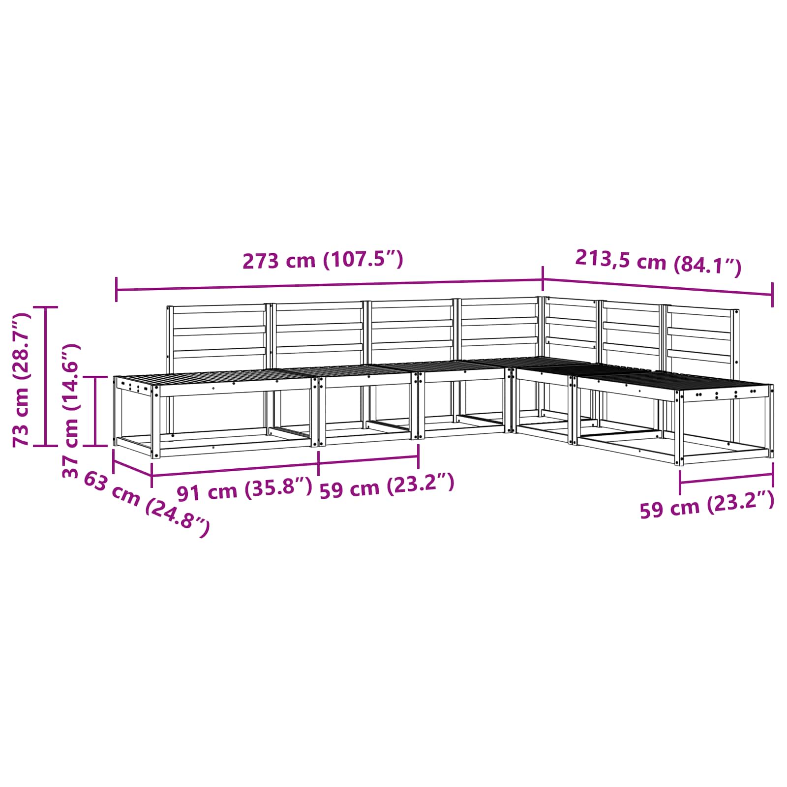 Bankstel 6 Stuk Naturel Massief Acaciahout image 10