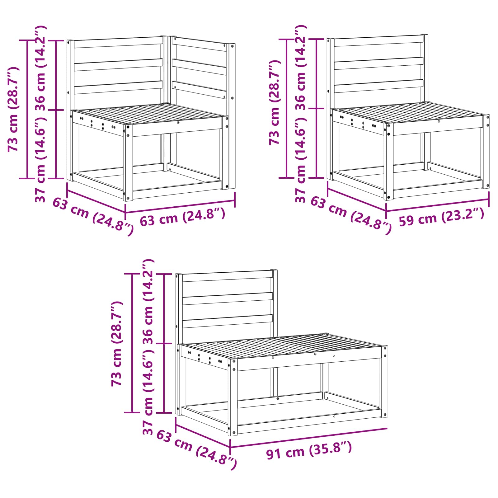 Bankstel 6 Stuk Naturel Massief Acaciahout image 11