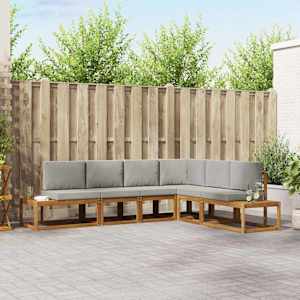 Zunanja garnitura za sedenje 6 Kos Naravna in svetlo siva