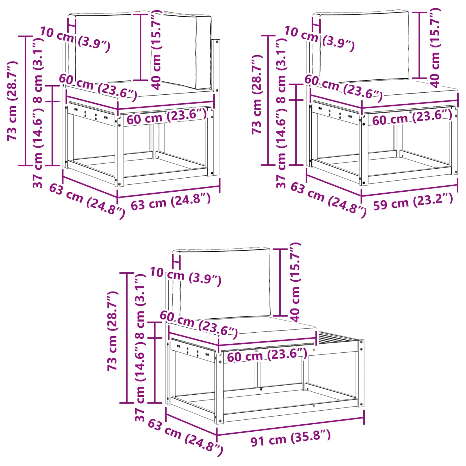Zunanja garnitura za sedenje 6 Kos Naravna in svetlo siva - slika 11