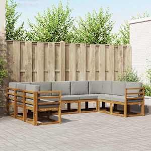 Zunanja garnitura za sedenje 9 pcs Naravna in svetlo siva