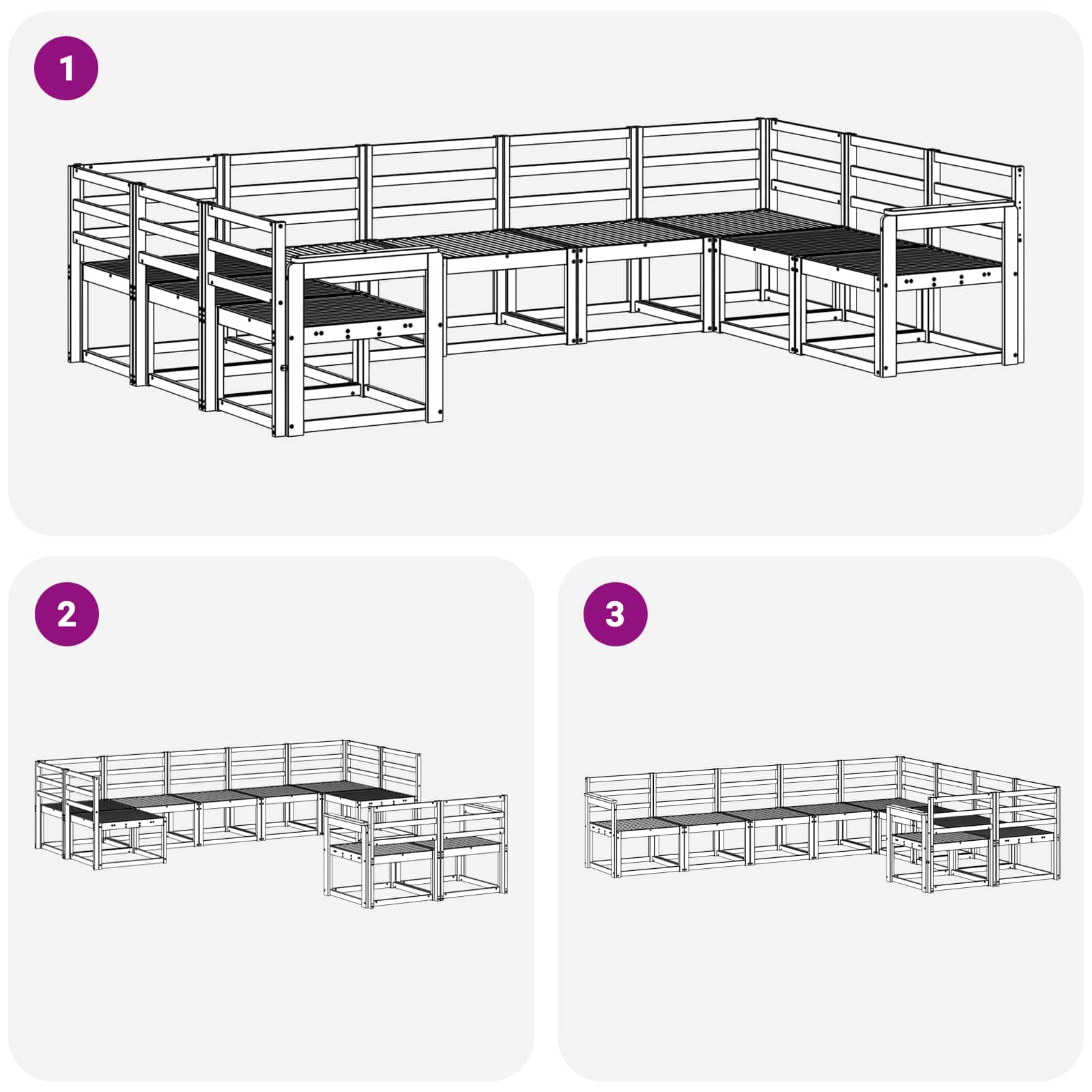 Buiten bankenset 9 pcs Naturel Massief Acaciahout image 7