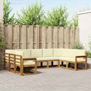 Zunanja garnitura za sedenje z blazino 9 pcs Naravna in smetana