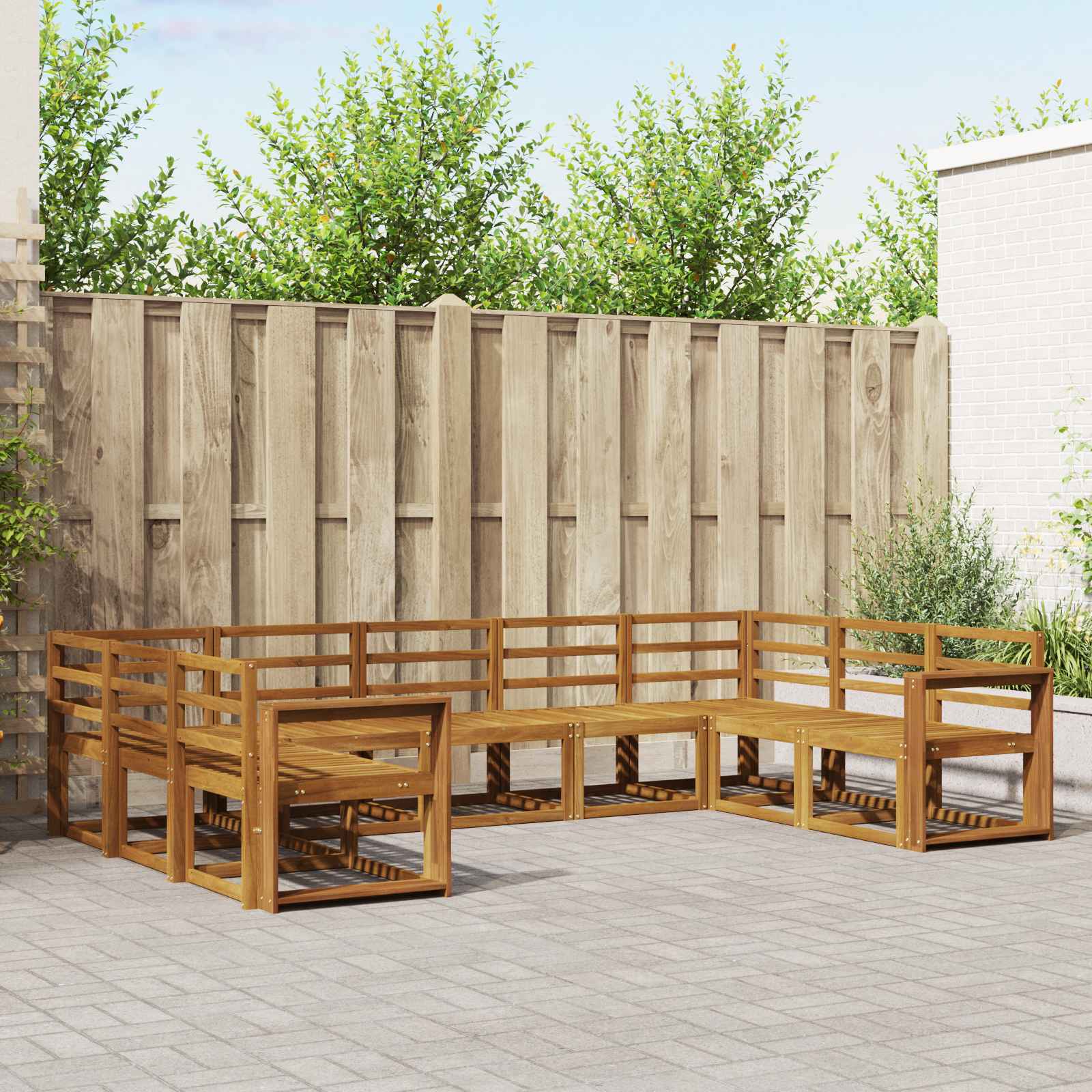 Buiten bankenset 9 pcs Naturel Massief Acaciahout image 1