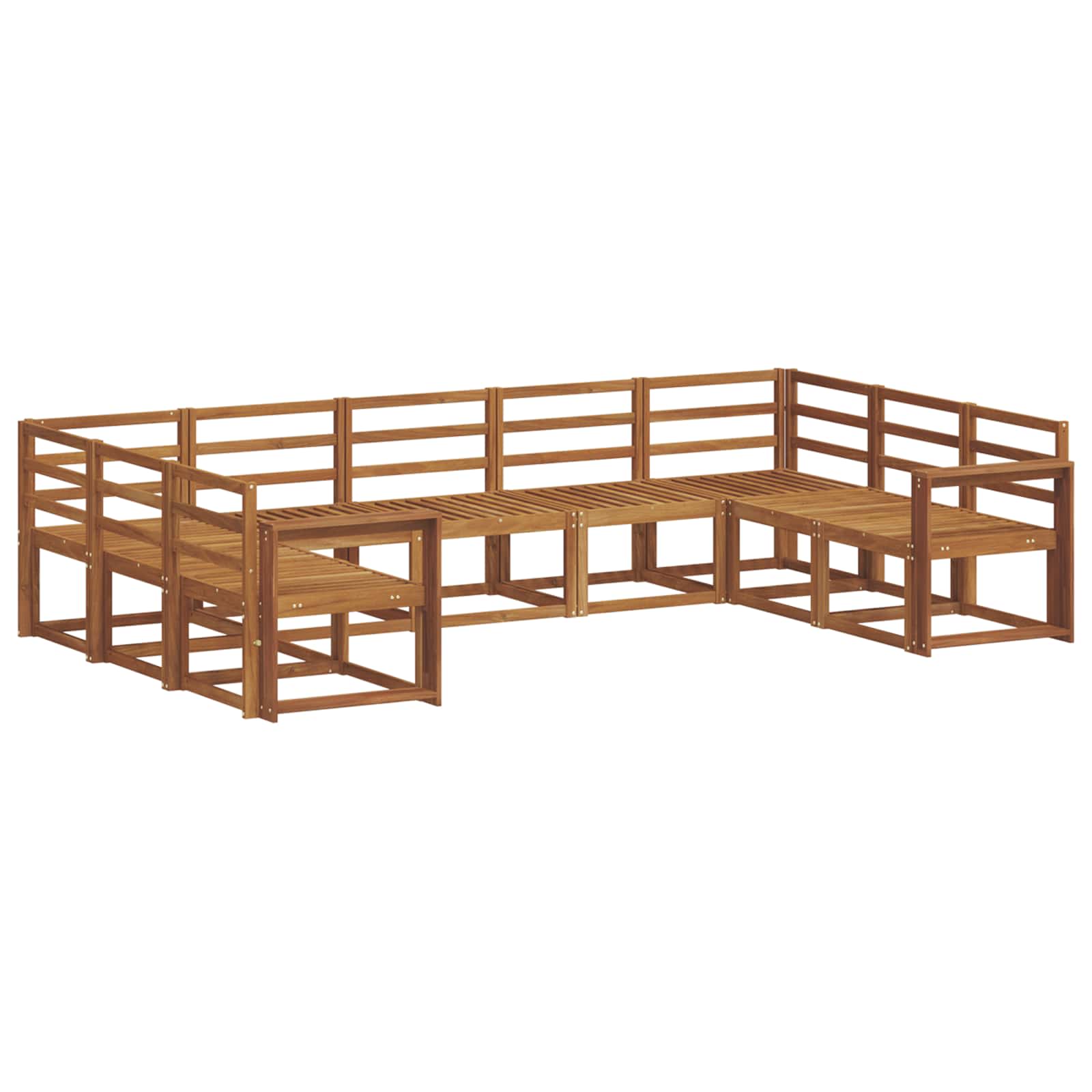 Buiten bankenset 9 pcs Naturel Massief Acaciahout image 2