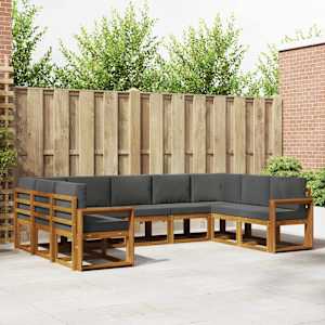 Zunanja garnitura za sedenje 9 pcs Naravna in antracitna