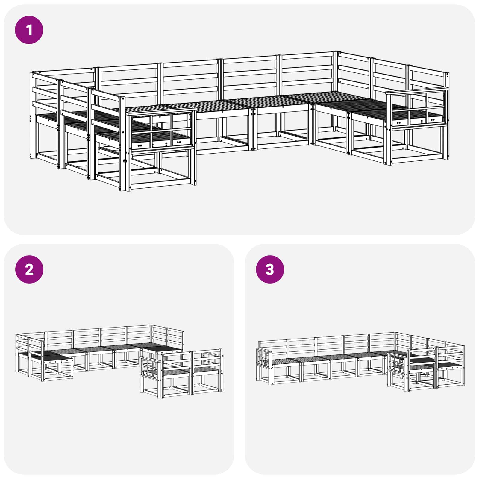 Buiten bankenset 9 pcs Naturel Massief Acaciahout image 7