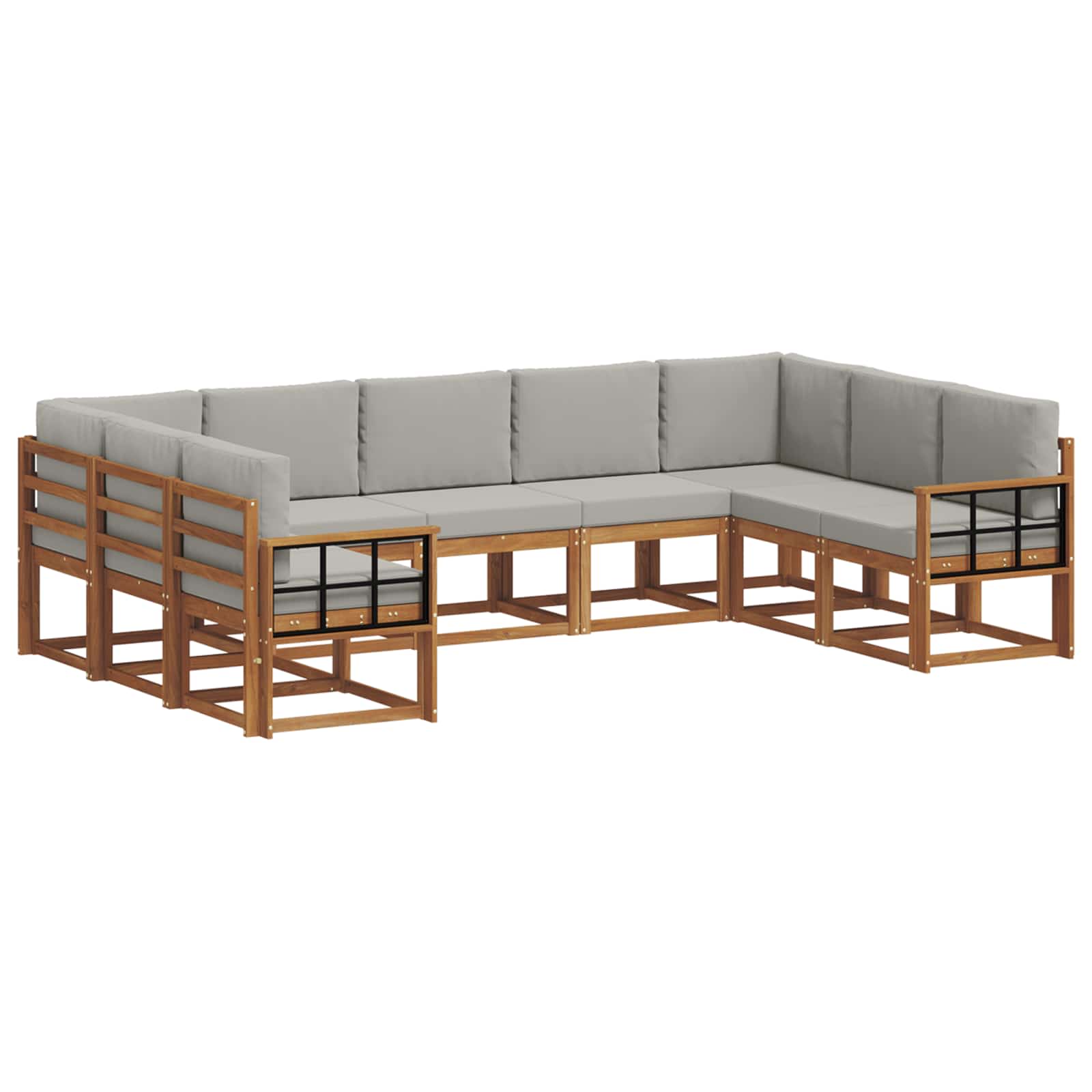 Zunanja garnitura za sedenje 9 pcs Naravna in svetlo siva - slika 2