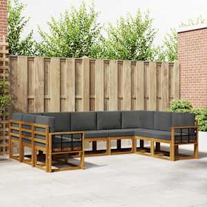 Zunanja garnitura za sedenje 9 pcs Naravna in antracitna