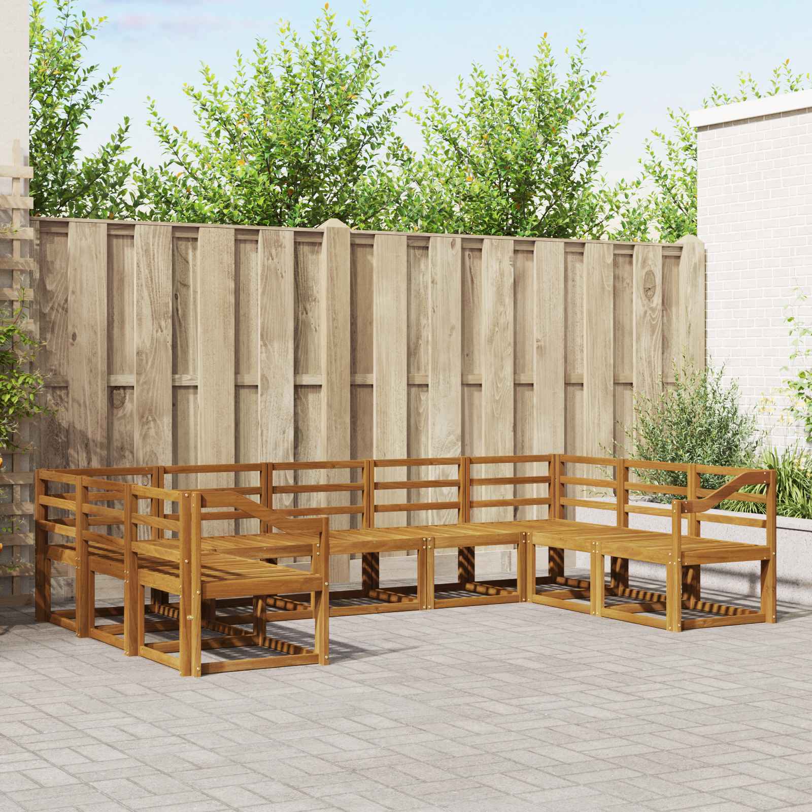 Buiten bankenset 9 pcs Naturel Massief Acaciahout image 1