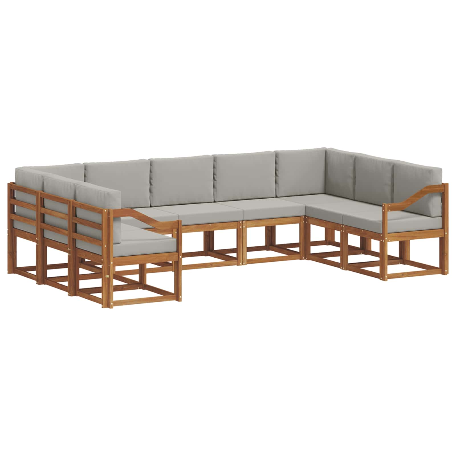 Zunanja garnitura za sedenje 9 pcs Naravna in svetlo siva - slika 2