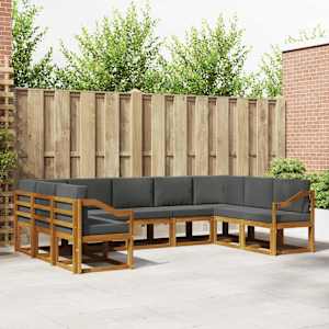 Zunanja garnitura za sedenje 9 pcs Naravna in antracitna