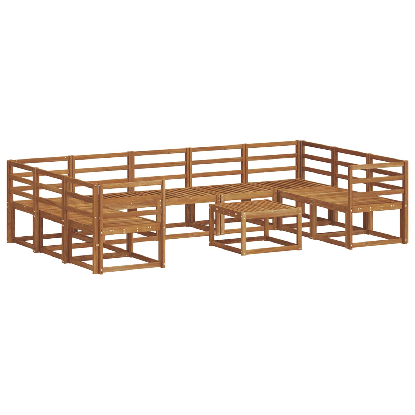 Buiten bankenset 10 pcs Naturel Massief Acaciahout image 2