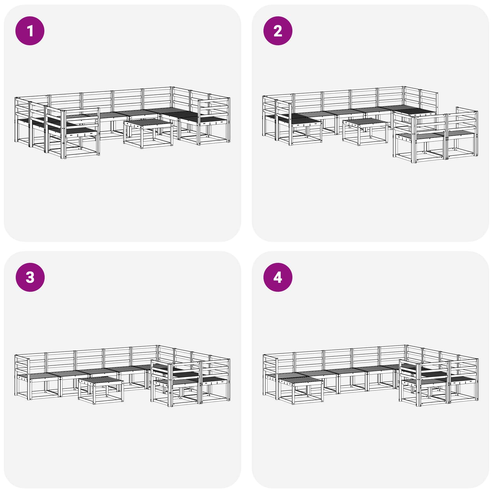 Buiten bankenset 10 pcs Naturel Massief Acaciahout image 9