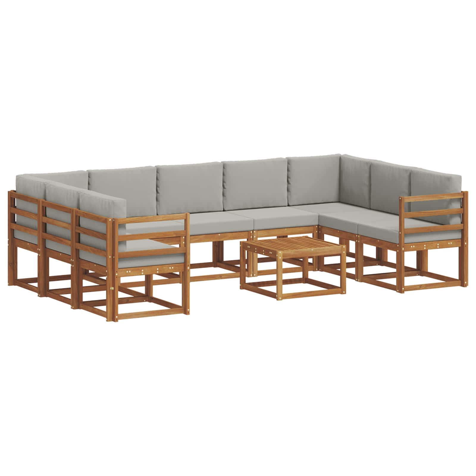 Zunanja garnitura za sedenje 10 pcs Naravna in svetlo siva - slika 2