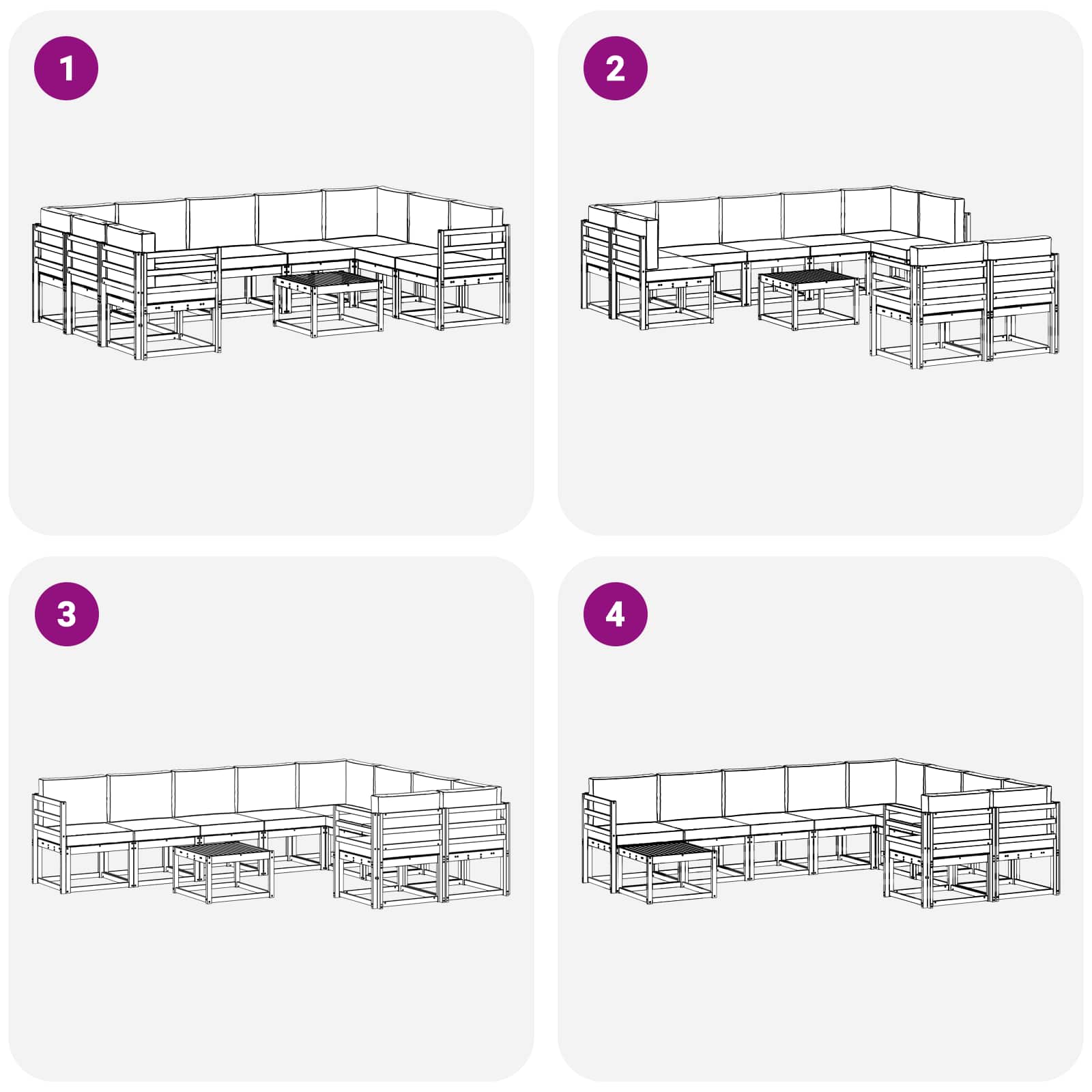 Zunanja garnitura za sedenje 10 pcs Naravna in svetlo siva - slika 8